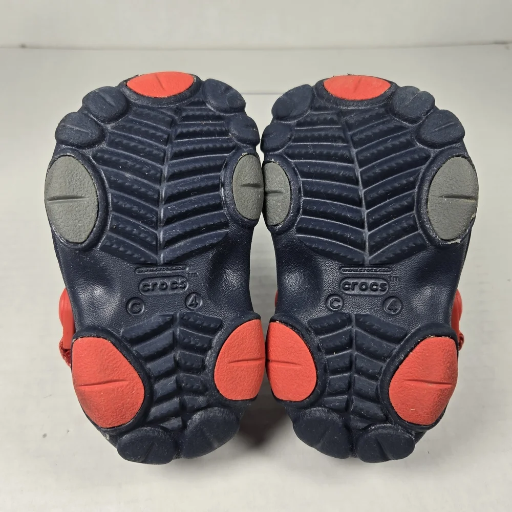 Crocs Kids All-Terrain Navy Red Clogs Slipon Sandals Unisex Sz C4 Toddler Baby 4